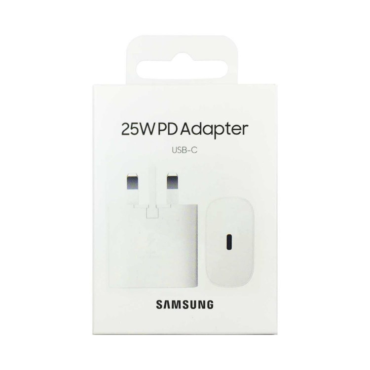 شارژر 25 وات سامسونگ مدل EP-TA800NBEGGB، اتصال سه پین، درگاه خروجی USB-C، دارای قابلیت شارژ سریع، تکنولوژی شارژ PD 3.0