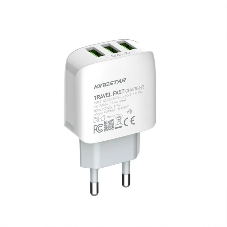 شارژر 17 وات کینگ استار مدل KW163C به همراه کابل USB-C