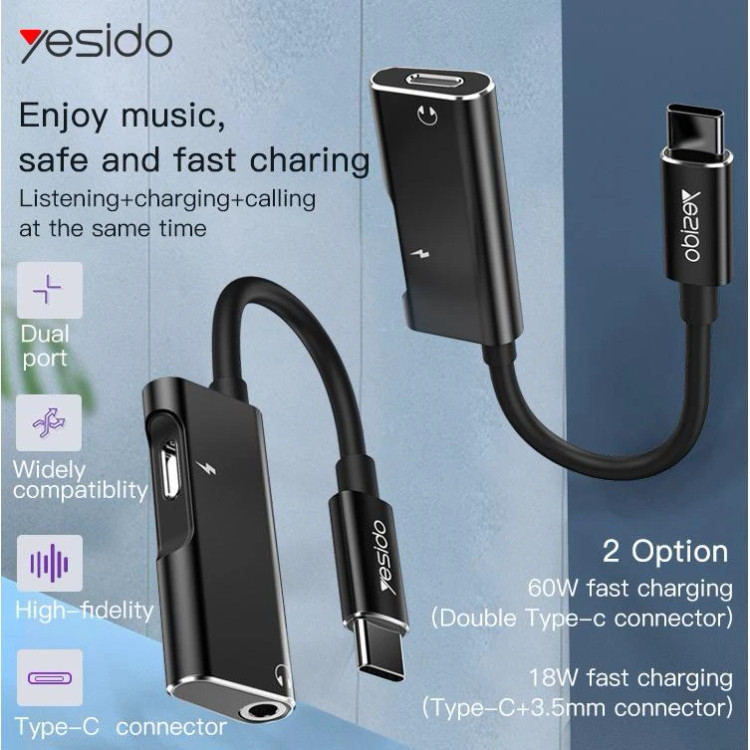 مبدل 1 به 2 USB-C یسیدو مدل YAU23